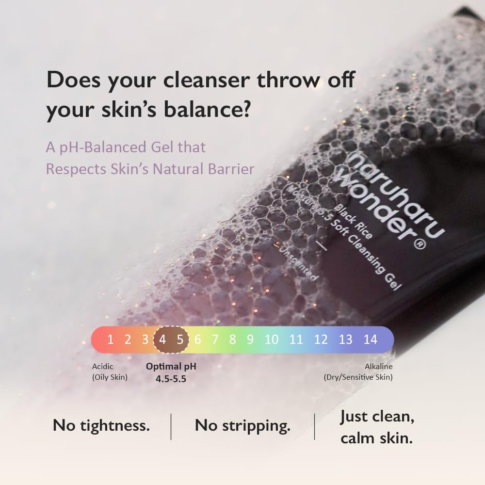 HARUHARU wonder Black Rice Moisture 5.5 Soft Cleansing Gel, Gentle Daily Cleanser, Low 5.5pH, Moisture Balance, Soap Free - Maple Wellness Supplements