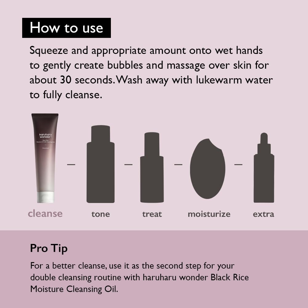 HARUHARU wonder Black Rice Moisture 5.5 Soft Cleansing Gel, Gentle Daily Cleanser, Low 5.5pH, Moisture Balance, Soap Free - Maple Wellness Supplements