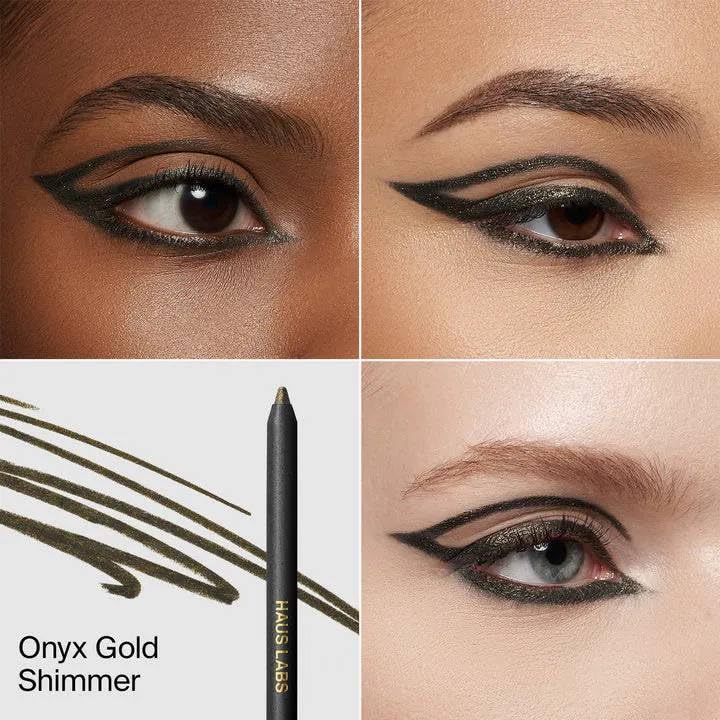 HAUS LABS BY LADY GAGA Optic Intensity Eco Eyeliner - Onyx Gold Shimmer + Complimentary Sheet Face Masque - Maple Wellness Supplements