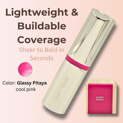 Haus Labs Color Fuse Longwear Hydrating Glassy Lip + Cheek Blush Balm Stick - Glassy Pitaya - Maple Wellness Supplements