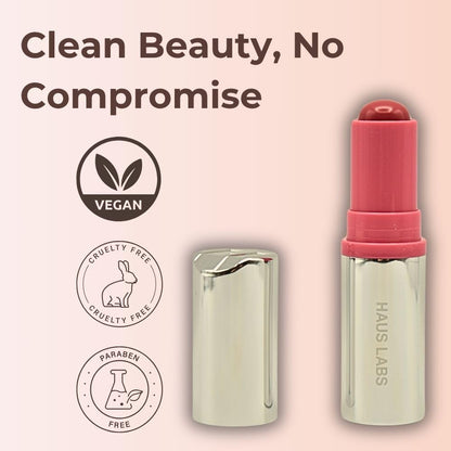 Haus Labs Color Fuse Longwear Hydrating Glassy Lip + Cheek Blush Balm Stick - Glassy Rosette - Maple Wellness Supplements