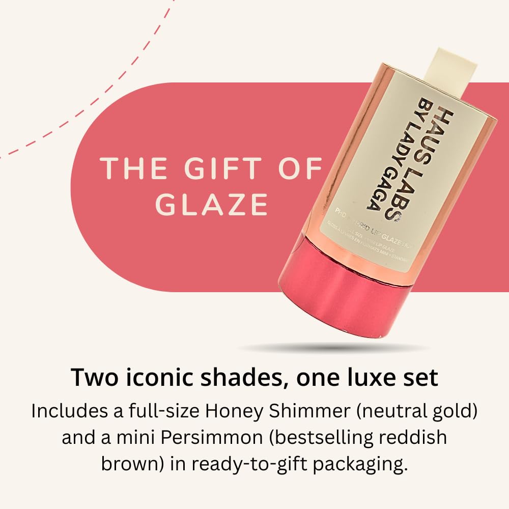 Haus Labs PHD Hybrid Innovation Plumping Lip Glaze Duo - Honey Shimmer Full Size & Persimmon Mini - Maple Wellness Supplements