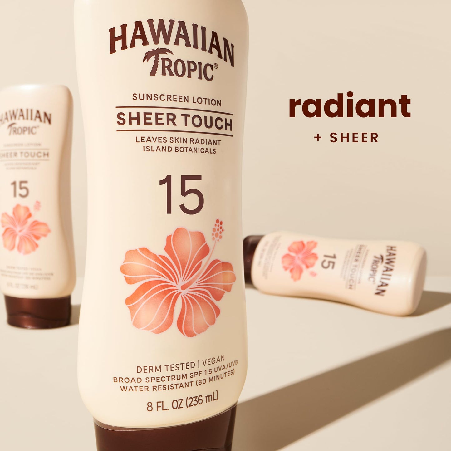 Hawaiian Tropic Sunscreen Sheer Touch Broad Spectrum Sun Care Sunscreen Lotion - SPF 15, 8 Ounce - Maple Wellness Supplements