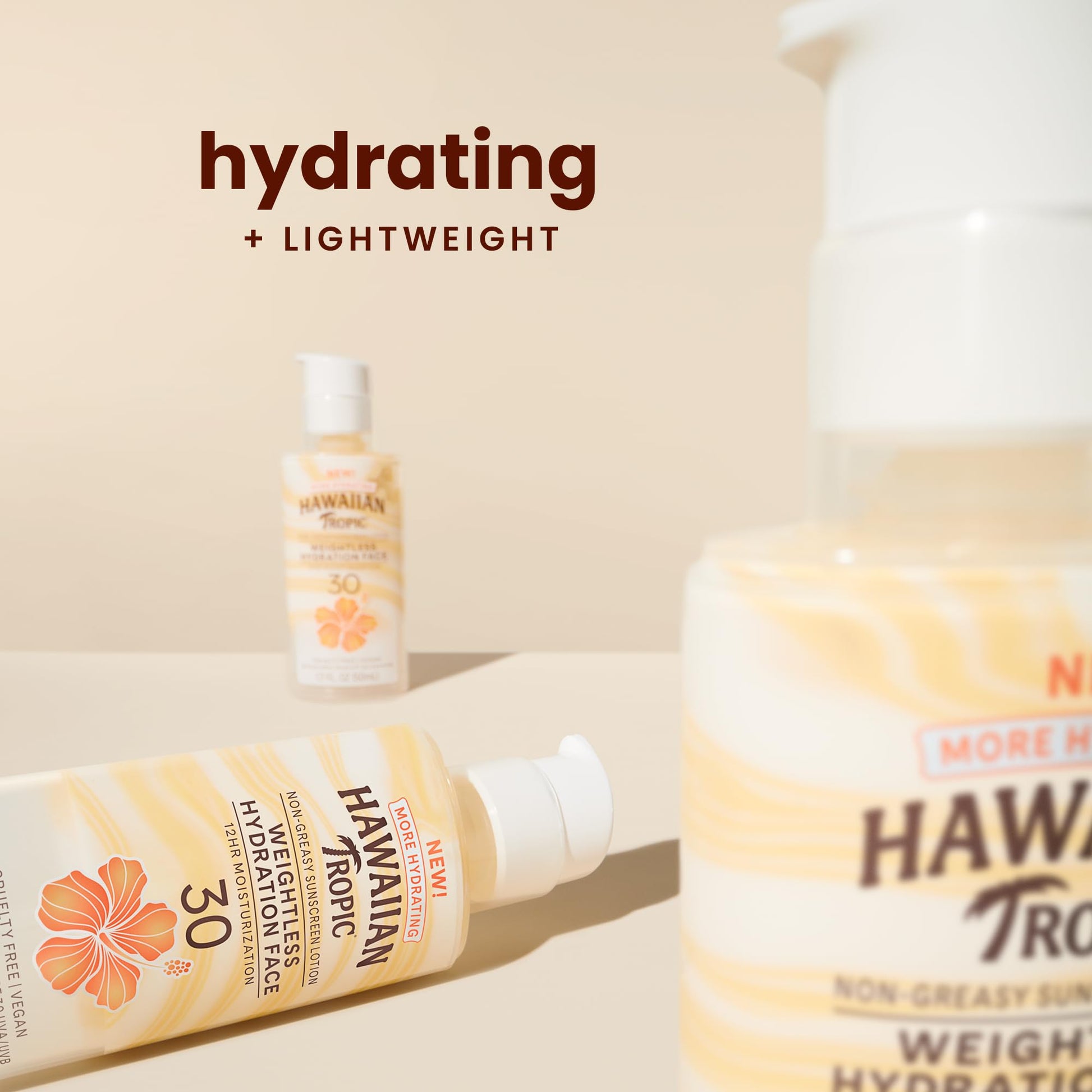 Hawaiian Tropic Weightless Hydration Lotion Sunscreen for Face SPF 30, 1.7oz | Travel Size - Maple Wellness Supplements