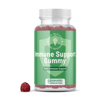 Haydar Marketplace Immune Boosters for Adults - Vegan Immune Support Gummies with Vitamins C & D, Zinc, Magnesium, Probiotics - Maple Wellness Supplements