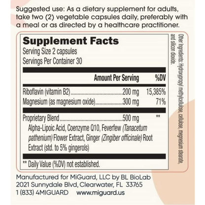 Headache and Migraine Relief Supplements - Drug Free Migraine Prevention Supplement - Natural Supplements for Migraine Headaches - Helps Reduce Frequency & Severity (60 Capsules) - Maple Wellness Supplements
