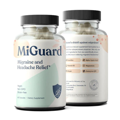 Headache and Migraine Relief Supplements - Drug Free Migraine Prevention Supplement - Natural Supplements for Migraine Headaches - Helps Reduce Frequency & Severity (60 Capsules) - Maple Wellness Supplements
