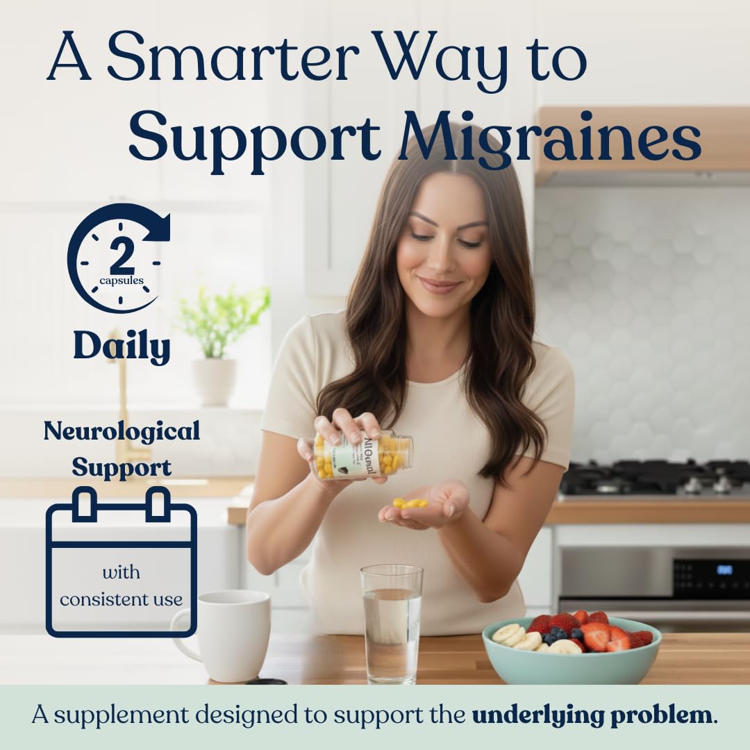 Headache and Migraine Relief Supplements - Drug Free Migraine Prevention Supplement - Natural Supplements for Migraine Headaches - Helps Reduce Frequency & Severity (60 Capsules) - Maple Wellness Supplements