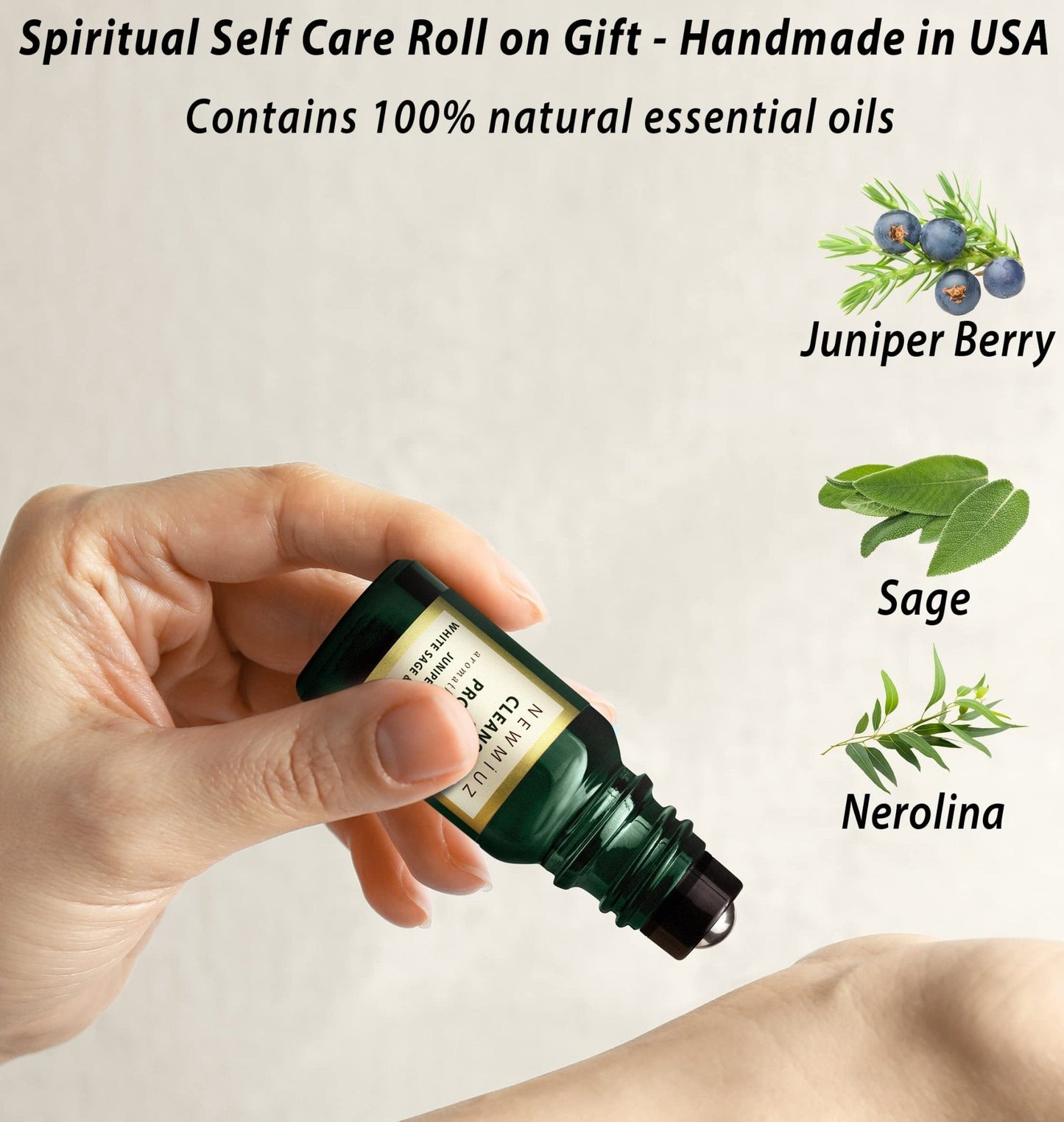 Headache Roll On Stick Peppermint Rosemary and Eucalyptus & Cleansing and Protect Juniper Berry White Sage with Nerolina Pack of 2 - Maple Wellness Supplements