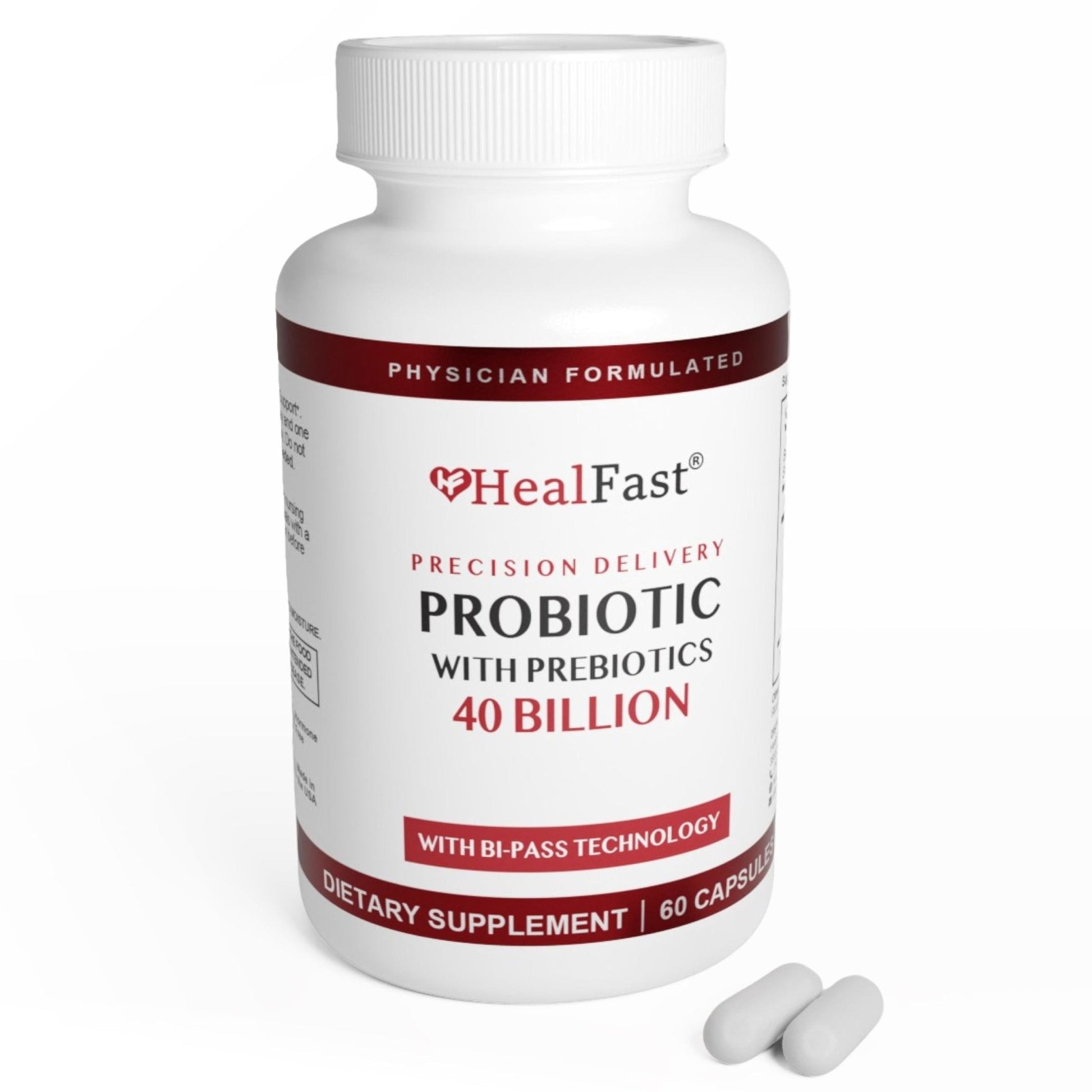 HealFast Physician Formulated Probiotic Supplement - 40 Billion CFU - Live Prebiotics and Probiotics for Men and Women - Probiotics for Gut Health - Non-GMO and Vegan - 30 Day Supply - Maple Wellness Supplements