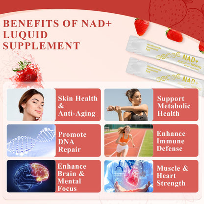 Healliance NAD+ Liquid Supplement 1000mg - Features Nicotinamide Riboside Resveratrol with PQQ for Targeted Healthy Aging and Cellular Energy Support, 30 Packets for Women and Men - Maple Wellness Supplements