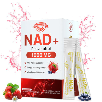 Healliance NAD+ Liquid Supplement 1000mg - Features Nicotinamide Riboside Resveratrol with PQQ for Targeted Healthy Aging and Cellular Energy Support, 30 Packets for Women and Men - Maple Wellness Supplements
