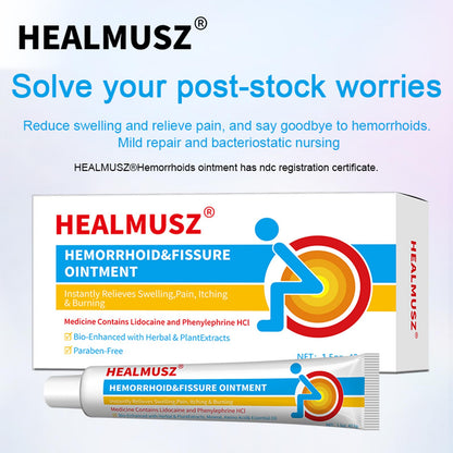 HEALMUSZ Hemorrhoid Fissure Ointment 1.5oz,Fast Relief for Pain, Swelling, Discomfort & Itching,Formulated with 4% Lidocaine and Phenylephrine HCI - Maple Wellness Supplements
