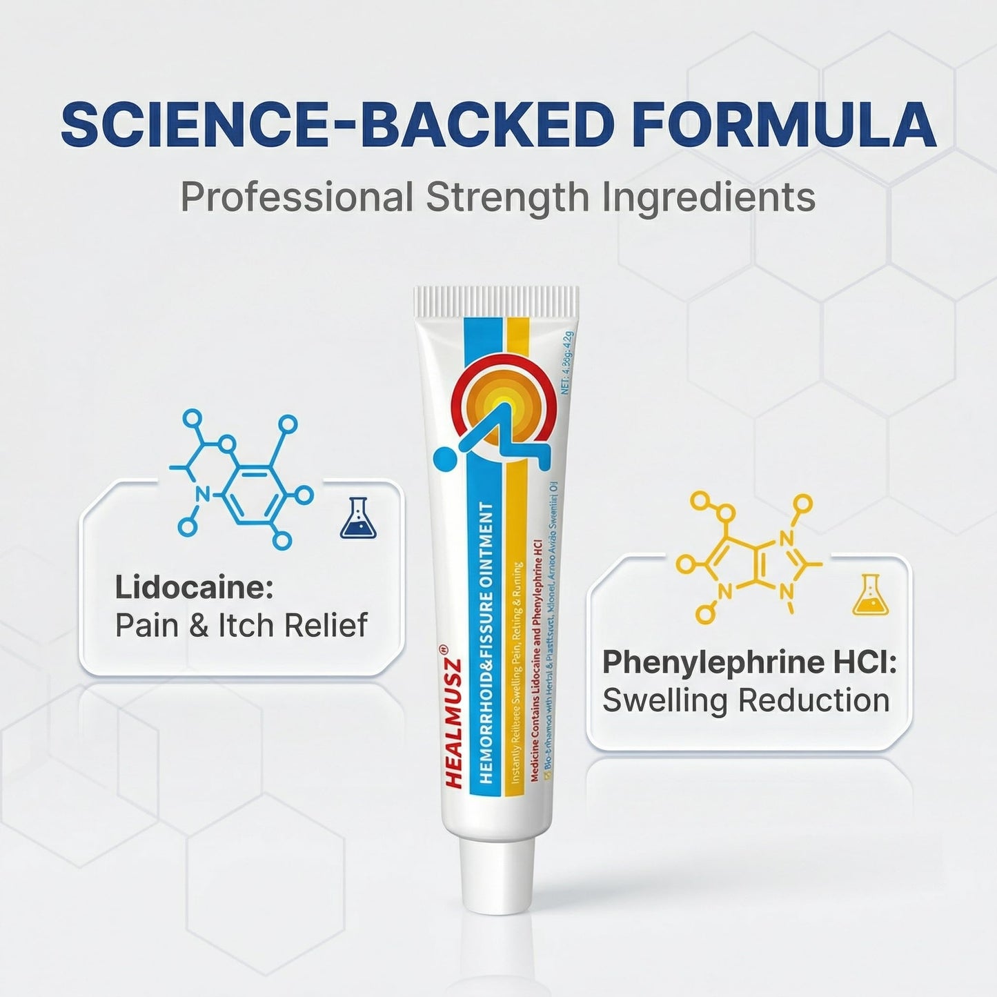 HEALMUSZ Hemorrhoid Fissure Ointment 1.5oz,Fast Relief for Pain, Swelling, Discomfort & Itching,Formulated with 4% Lidocaine and Phenylephrine HCI - Maple Wellness Supplements