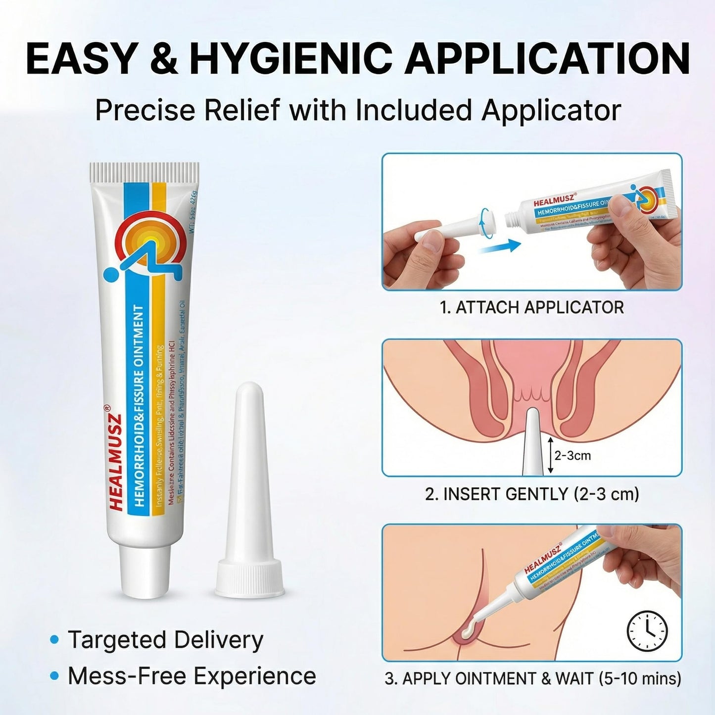 HEALMUSZ Hemorrhoid Fissure Ointment 1.5oz,Fast Relief for Pain, Swelling, Discomfort & Itching,Formulated with 4% Lidocaine and Phenylephrine HCI - Maple Wellness Supplements