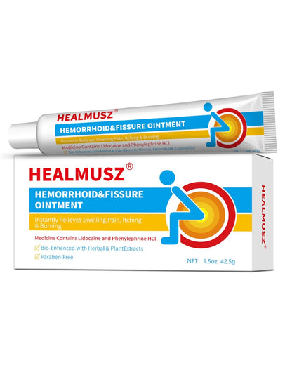 HEALMUSZ Hemorrhoid Fissure Ointment– Hemorrhoid Treatment and Hemorrhoid Cream with Lidocaine and Phenylephrine HCI for Fast Acting Relief of Pain, Swelling, Discomfort, and Itching(1.5 oz) - Maple Wellness Supplements