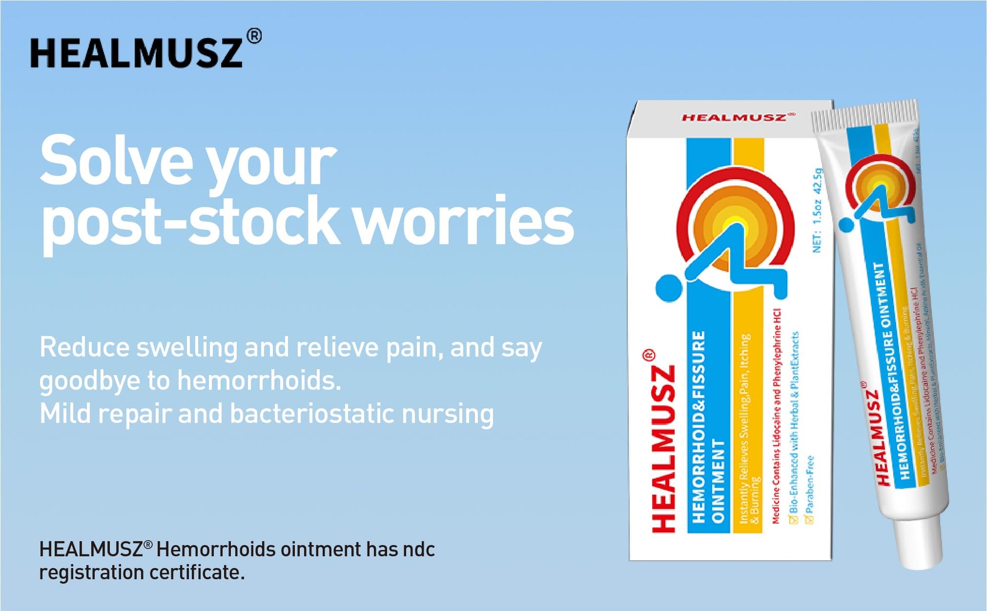 HEALMUSZ Hemorrhoid Fissure Ointment– Hemorrhoid Treatment and Hemorrhoid Cream with Lidocaine and Phenylephrine HCI for Fast Acting Relief of Pain, Swelling, Discomfort, and Itching(1.5 oz) - Maple Wellness Supplements
