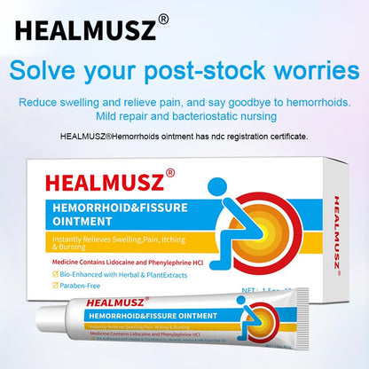 HEALMUSZ Hemorrhoid & Fissure Ointment,with 4% Lidocaine and Phenylephrine HCl,Fast Relief for Pain, Swelling, Discomfort & Itching | 1.5 oz - Maple Wellness Supplements