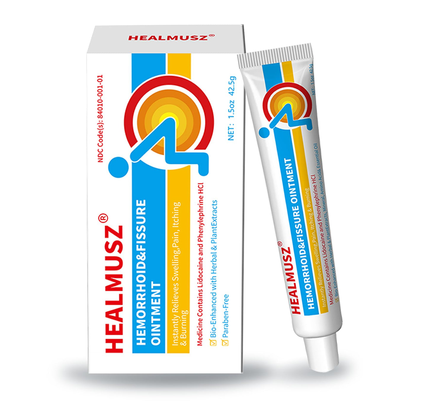 HEALMUSZ Hemorrhoid & Fissure Ointment,with 4% Lidocaine and Phenylephrine HCl,Fast Relief for Pain, Swelling, Discomfort & Itching | 1.5 oz - Maple Wellness Supplements