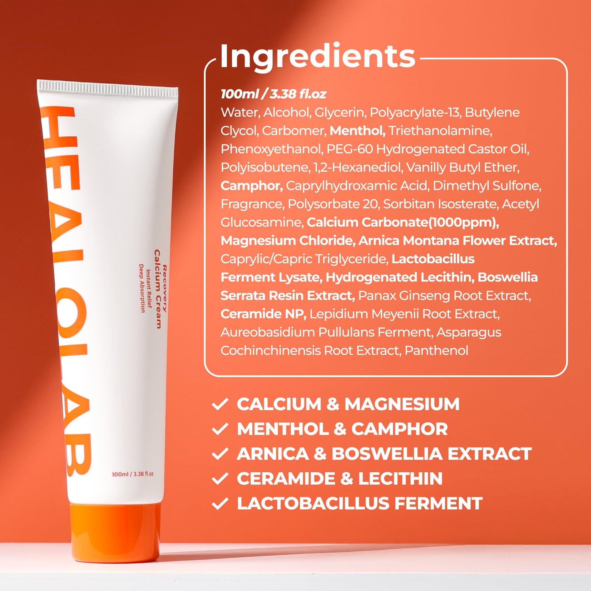 HEALOBEAM Relaxing Calcium Cream Fast Muscle & Joint Relief for Shoulder, Elbow, and Back – MSM, Magnesium Complex – Warm Sensation - Maple Wellness Supplements