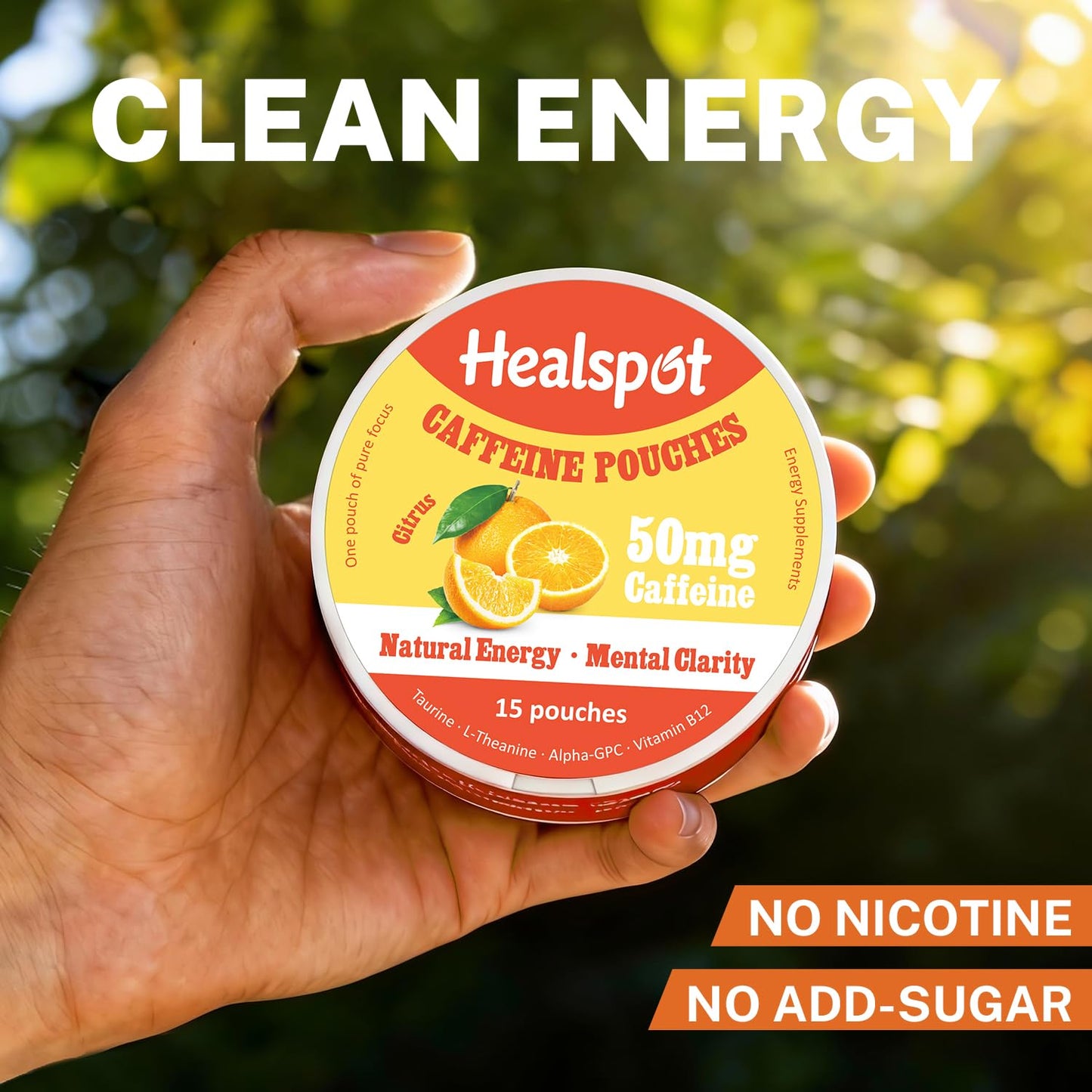 Healspot Nootropic Caffeine Pouches, Energy Pouches with 50mg Caffeine | Taurine | Vitamin B12 | Alpha-GPC | L-Theanine, Focus and Energy Supplements Variety Packs 5 Flavors - Maple Wellness Supplements