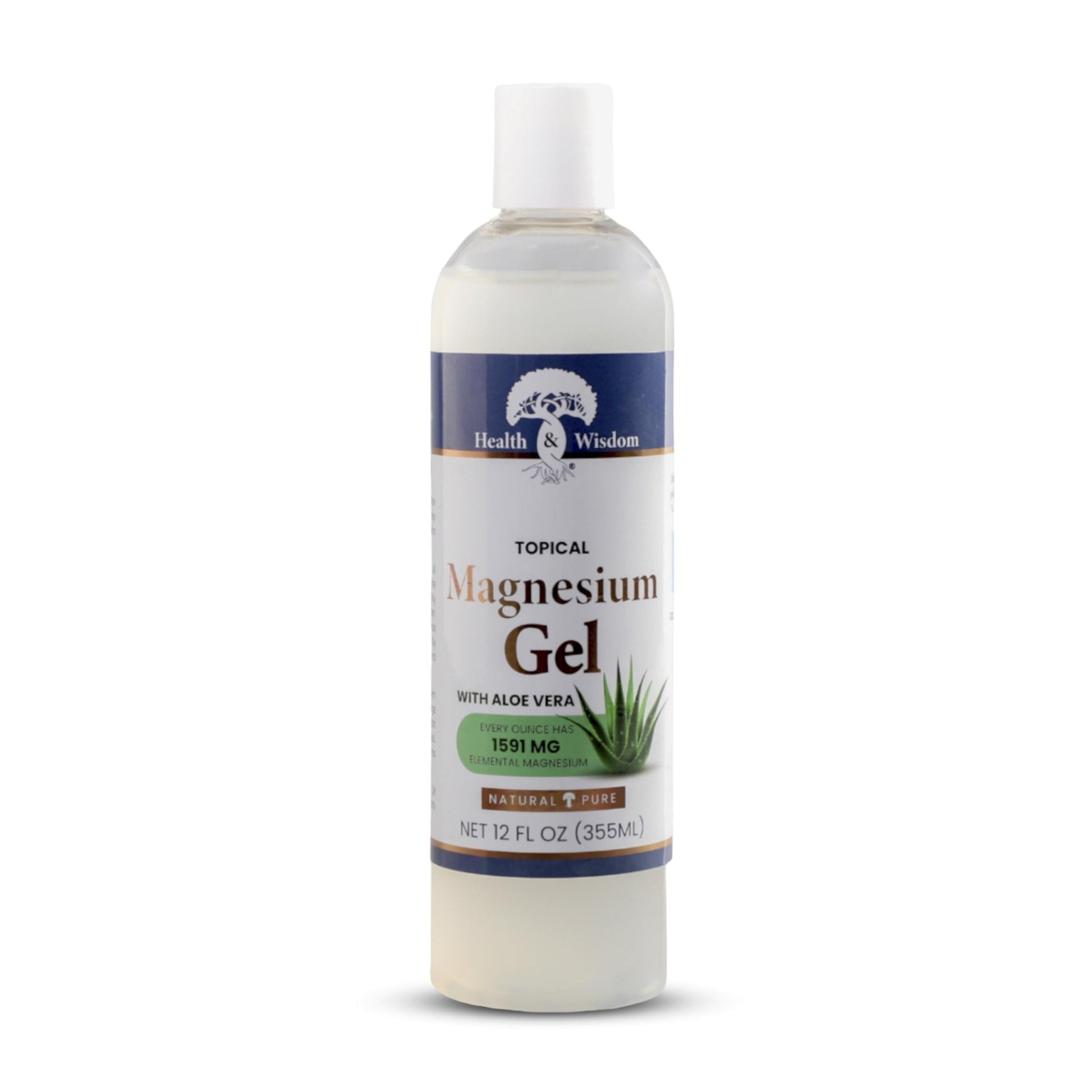 Health and Wisdom Pure Magnesium Gel with Seaweed Extract and Aloe Vera - Topical Muscle & Joint Relief- Natural and Pure Skin & Scalp Moisturizing - Enhanced Absorption - 12 Fl oz - Maple Wellness Supplements