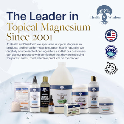 Health and Wisdom Pure Magnesium Gel with Seaweed Extract and Aloe Vera - Topical Muscle & Joint Relief- Natural and Pure Skin & Scalp Moisturizing - Enhanced Absorption - 12 Fl oz - Maple Wellness Supplements
