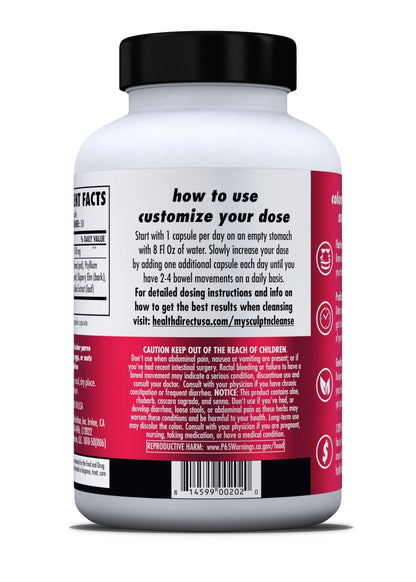 HEALTH DIRECT Sculpt n' Cleanse - Herbal Colon Cleanse for Digestive Health & Regularity - Natural Detox & Gut Flush Supplement - 50 Veggie Capsules - Maple Wellness Supplements