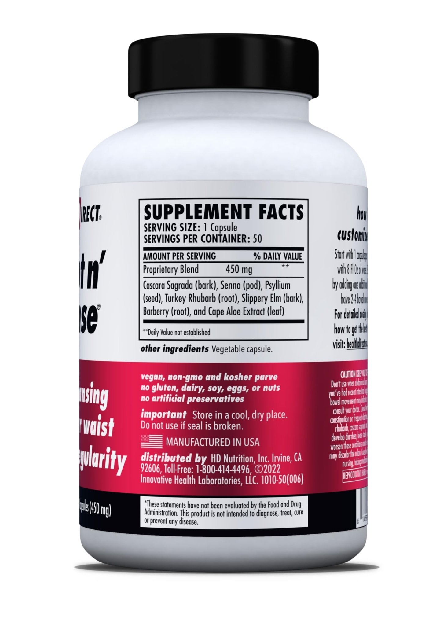 HEALTH DIRECT Sculpt n' Cleanse - Herbal Colon Cleanse for Digestive Health & Regularity - Natural Detox & Gut Flush Supplement - 50 Veggie Capsules - Maple Wellness Supplements