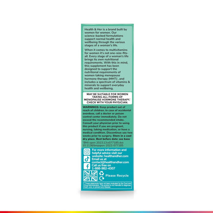 Health & Her Multivitamin for Women Taking Menopause Hormone Therapy (MHT/HRT) - Supplements for Women - Nutrition and Wellbeing Support - 1 Month Supply, 60 Tablets - Vegan & Gluten Free - Maple Wellness Supplements