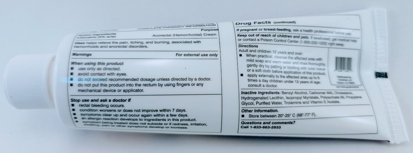 HEALTH ONE Lidocaine 5% Cream Maximum Strength Topical Anorectal Numbing Cream – 4 oz CRC Tube - Maple Wellness Supplements
