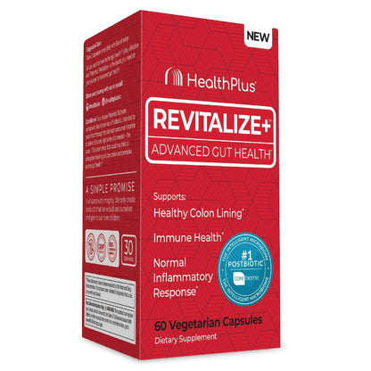 Health Plus Revitalize+ CoreBiome Butyrate Postbiotic for Complete Digestive Health, Leaky Gut & Colon | Gut Health Supplement for Men & Women | 60 Capsules, 30 Servings - Maple Wellness Supplements