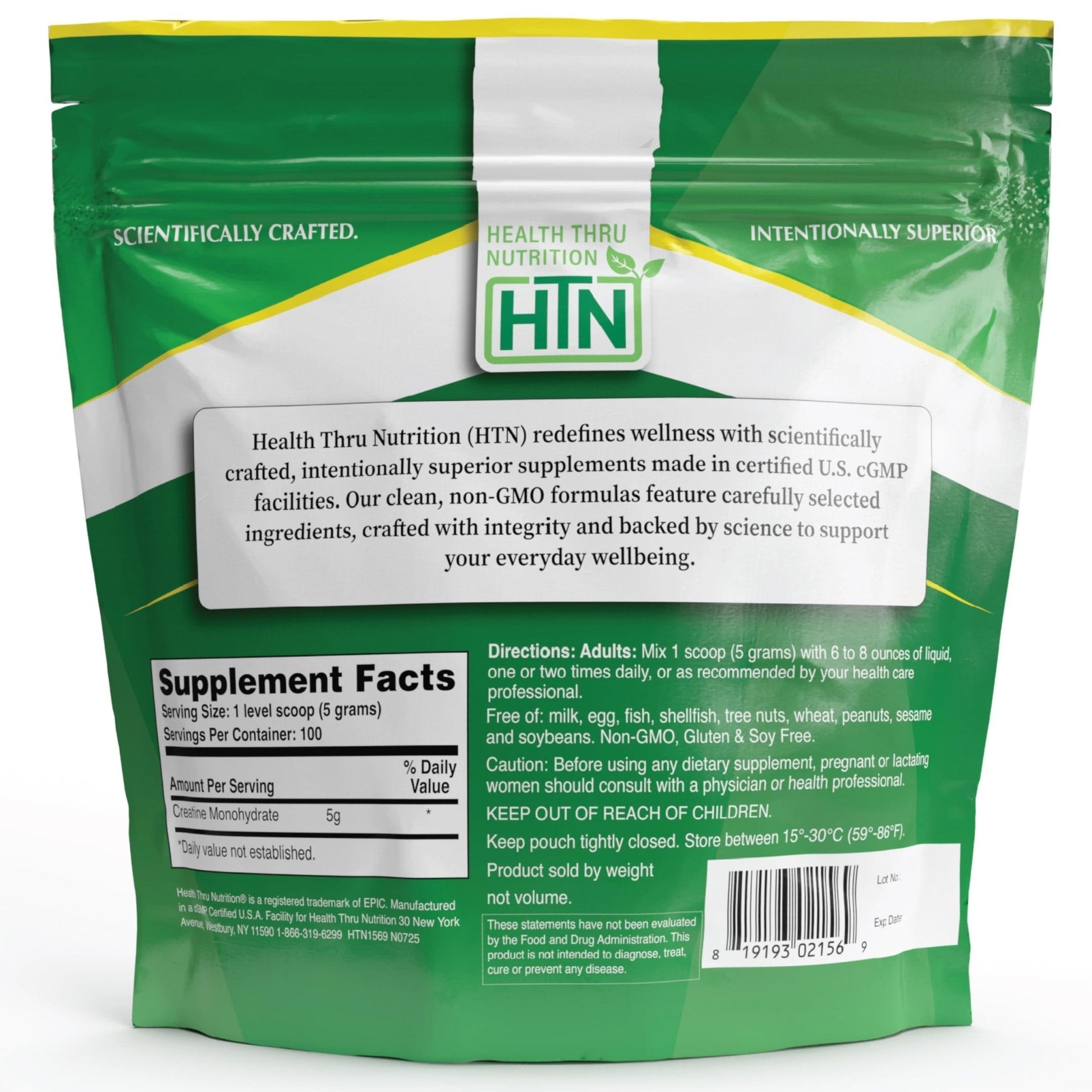 Health Thru Nutrition Creatine Monohydrate Micronized Powder – 500g Pure Unflavored – 5g Per Scoop – Workout Support, Muscle Fuel and Recovery Bulk Supplement | Non-GMO, Vegan - Maple Wellness Supplements
