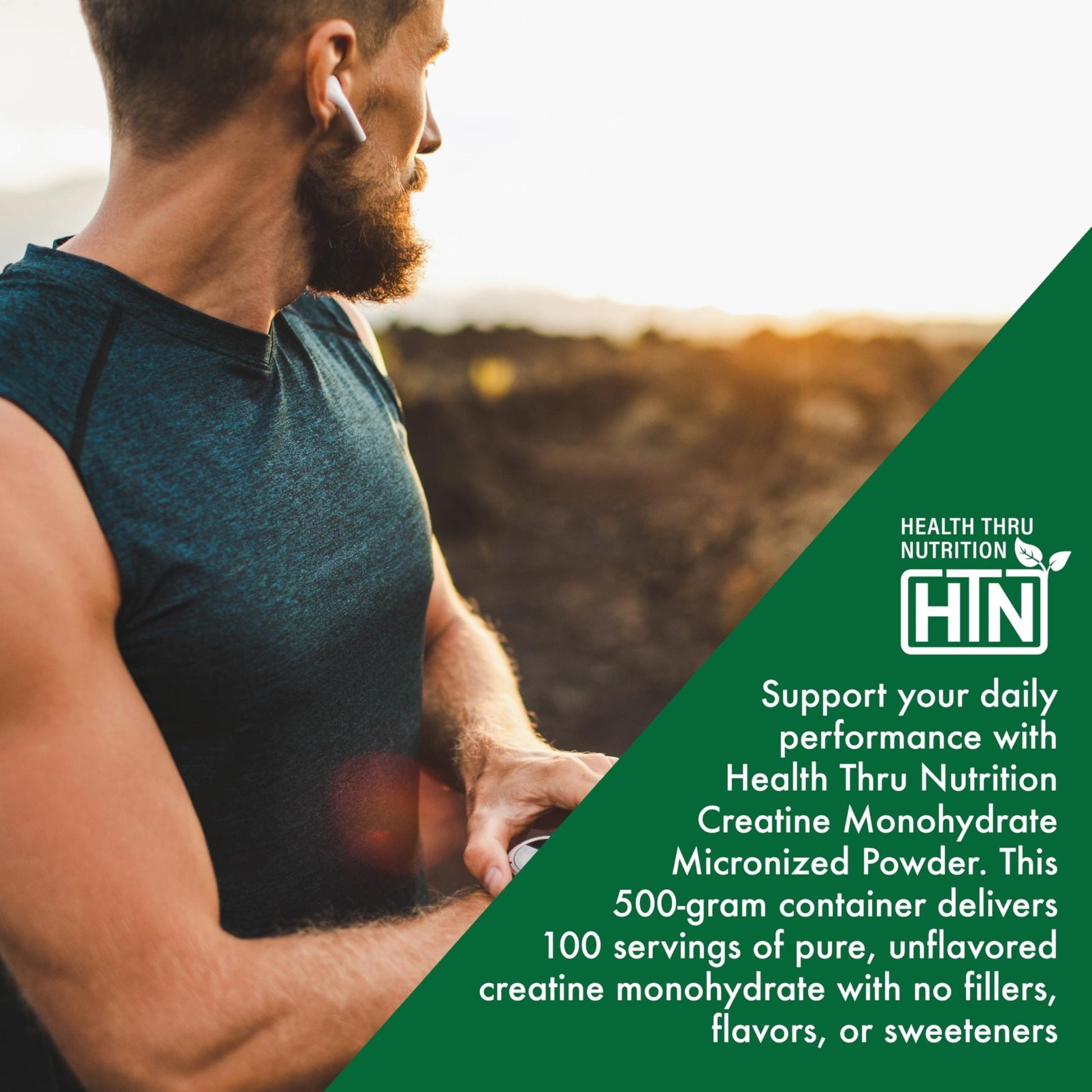 Health Thru Nutrition Creatine Monohydrate Micronized Powder – 500g Pure Unflavored – 5g Per Scoop – Workout Support, Muscle Fuel and Recovery Bulk Supplement | Non-GMO, Vegan - Maple Wellness Supplements