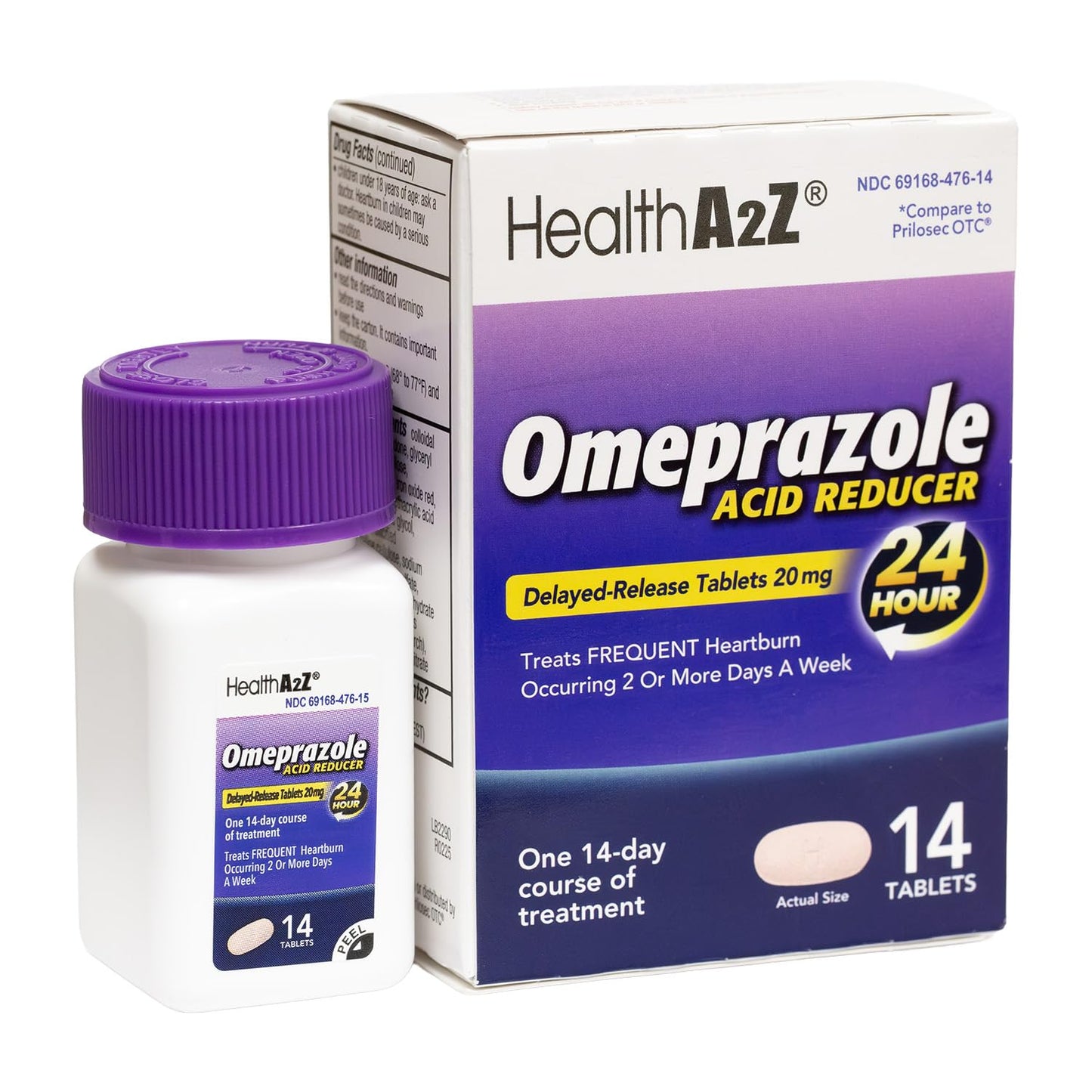 HealthA2Z® Acid Reducer | Omeprazole 20mg | Delayed - Release Tablets | 24 Hours | Treats Frequent Heartburn | Occuring 2 or More Days A Week (14 Counts) - Maple Wellness Supplements