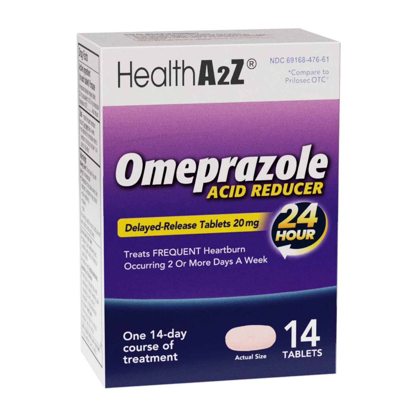 HealthA2Z® Acid Reducer | Omeprazole 20mg | Delayed - Release Tablets | 24 Hours | Treats Frequent Heartburn | Occuring 2 or More Days A Week (14 Counts) - Maple Wellness Supplements
