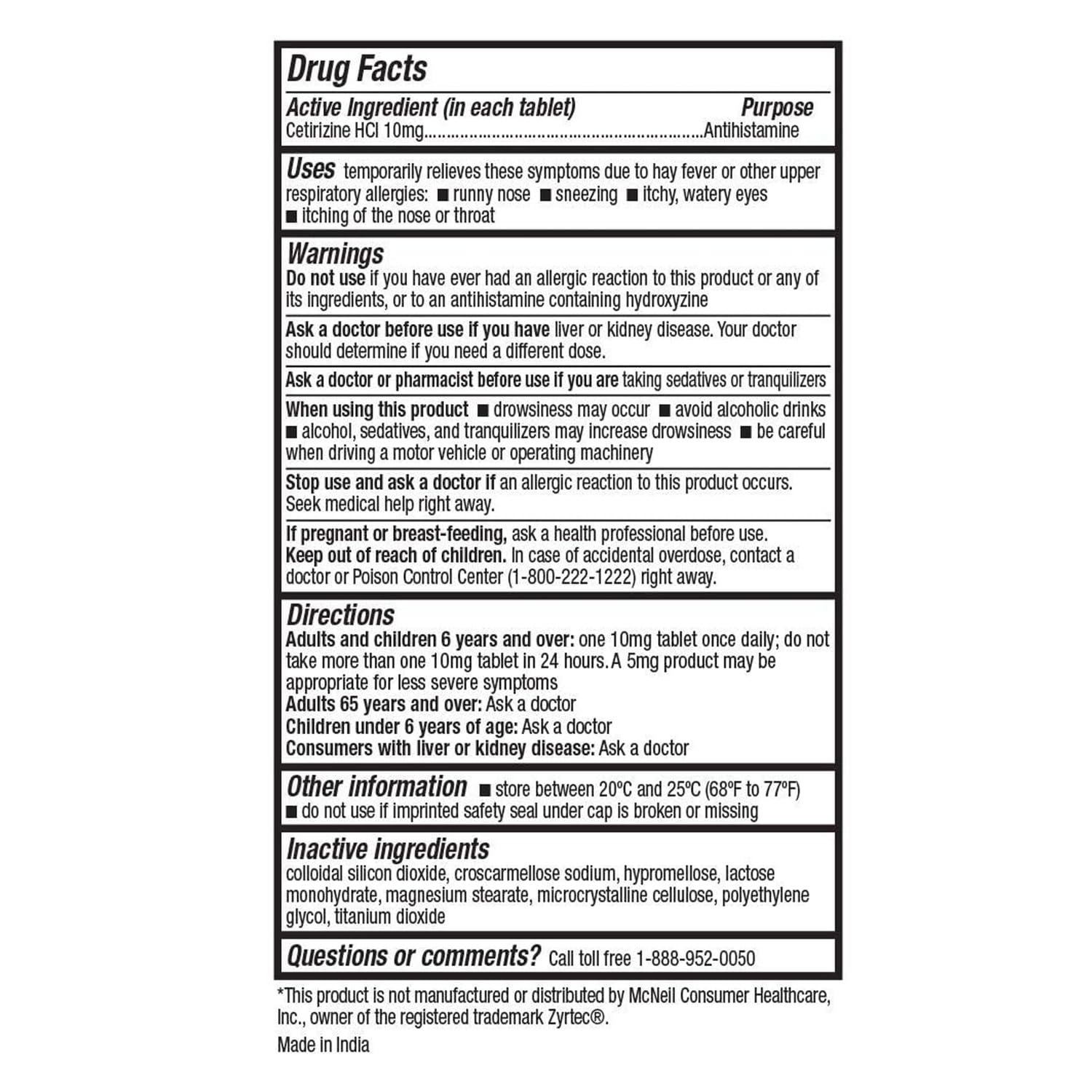 HealthA2Z® Allergy Relief, Cetirizine 10mg, Dye Free, All Day Allergy Relief, Indoor & Outdoor, Relief from Itchy Throat, Sneezing, Runny Noses, 300 Count (Pack of 1), - Maple Wellness Supplements