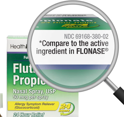 HealthA2Z® Allergy Relief, Fluticasone Propionate 50mcg, Nasal Spray, 24-Hour Allergy Relief, Dye Free, 240 Sprays (2 Pack, 120 Sprays Each) - Maple Wellness Supplements