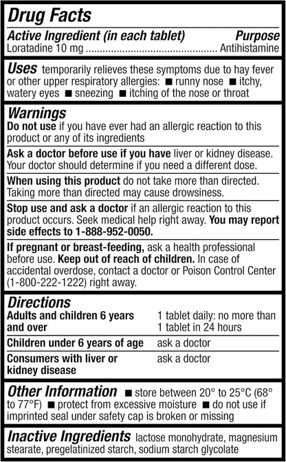 HealthA2Z® Allergy Relief, Loratadine 10mg Antihistamine, 500 Dye Free Tablets, Relief from Itchy Throat, Sneezing, Runny Noses, 24-Hours Allergy Medicine - Maple Wellness Supplements