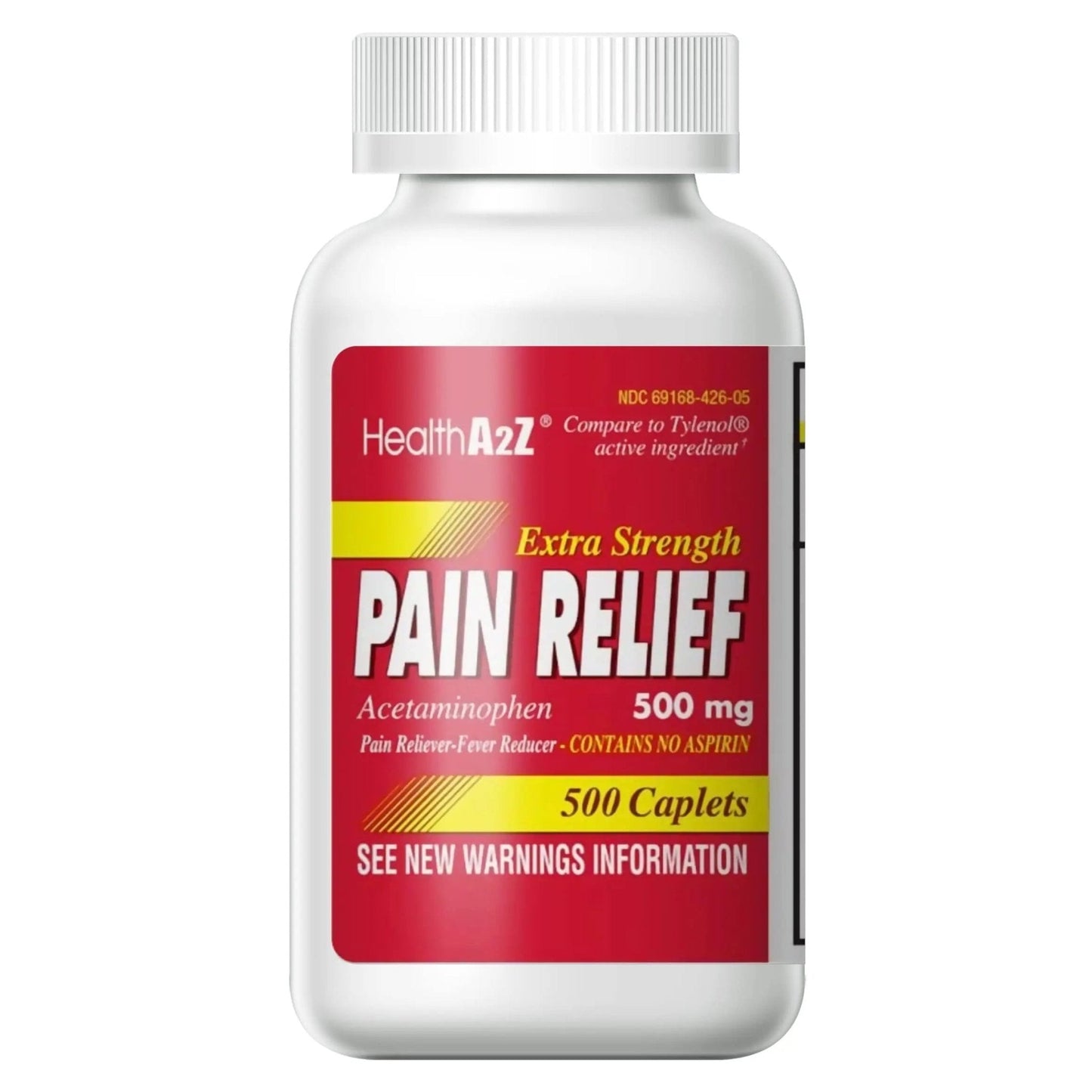 HealthA2Z® Extra Strength Pain Relief | Acetaminophen 500mg | Contains No Aspirin | Fever Reducer | Pain Reliever (500 Count (Pack of 1)) - Maple Wellness Supplements