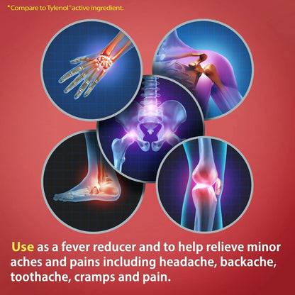 HealthA2Z® Extra Strength Pain Relief | Acetaminophen 500mg | Contains No Aspirin | Fever Reducer | Pain Reliever (500 Count (Pack of 1)) - Maple Wellness Supplements