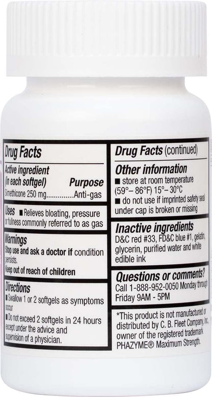 HealthA2Z® Gas Relief Simethicone 250mg, Fast Gas & Bloating Relief, Relieve Symptoms Naturally, 100 Softgels (Pack of 1) - Maple Wellness Supplements