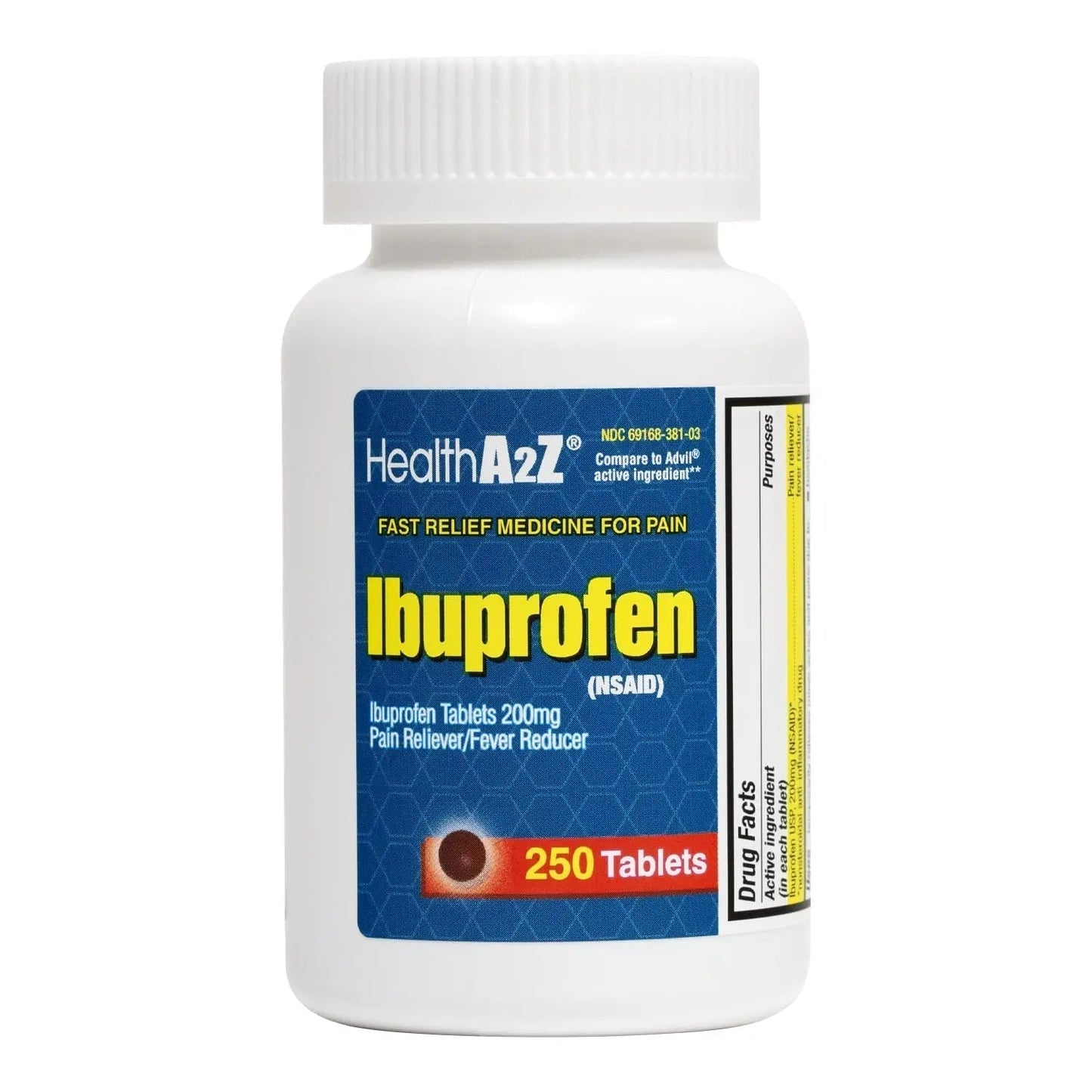 HealthA2Z Ibuprofen 200mg Tablets | Pain Reliever & Fever Reducer | 750 Total Tablets (250 Counts + 500 Counts) | Pain Relief for Headache, Muscle Pain, Joint Pain & Inflammation - Maple Wellness Supplements