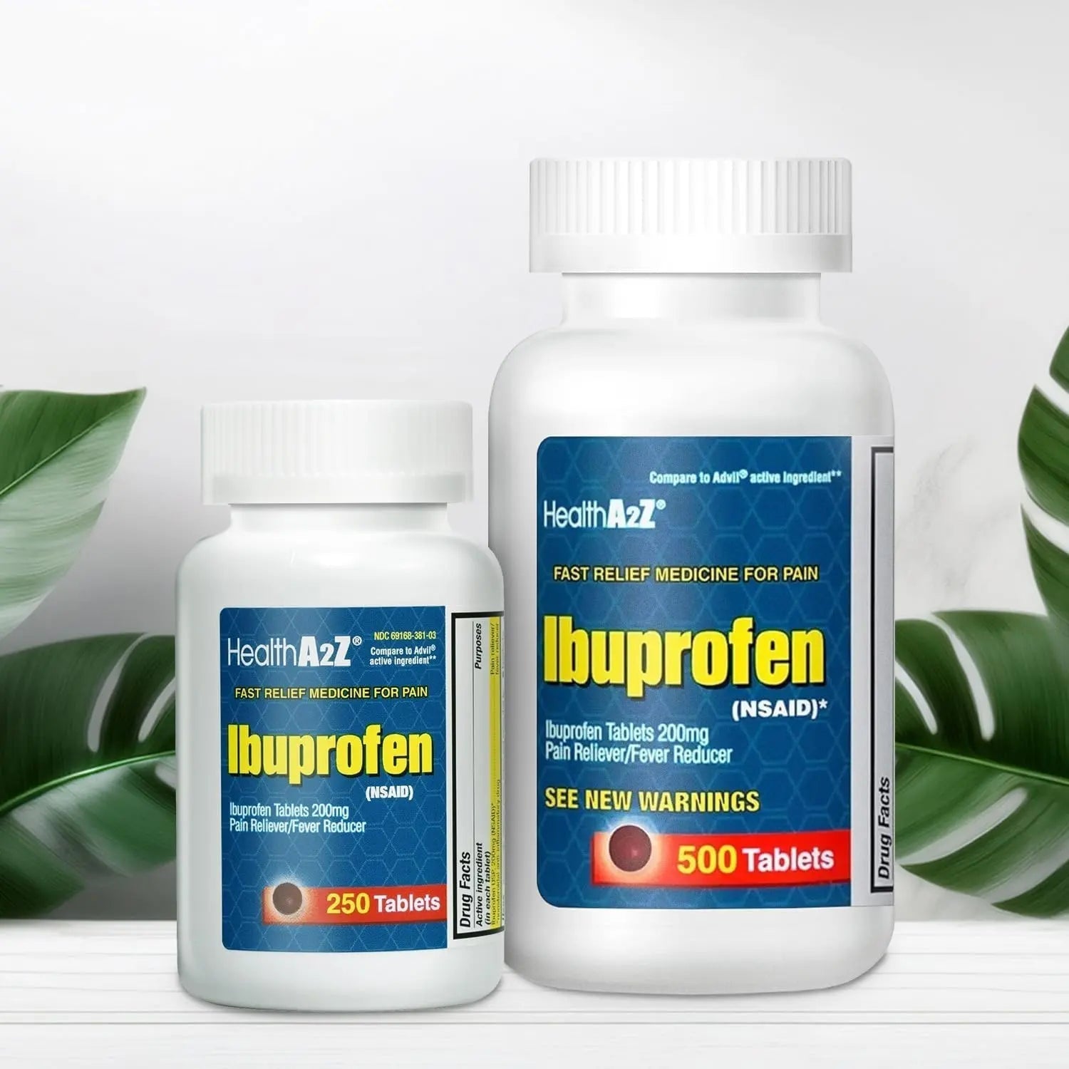 HealthA2Z Ibuprofen 200mg Tablets | Pain Reliever & Fever Reducer | 750 Total Tablets (250 Counts + 500 Counts) | Pain Relief for Headache, Muscle Pain, Joint Pain & Inflammation - Maple Wellness Supplements