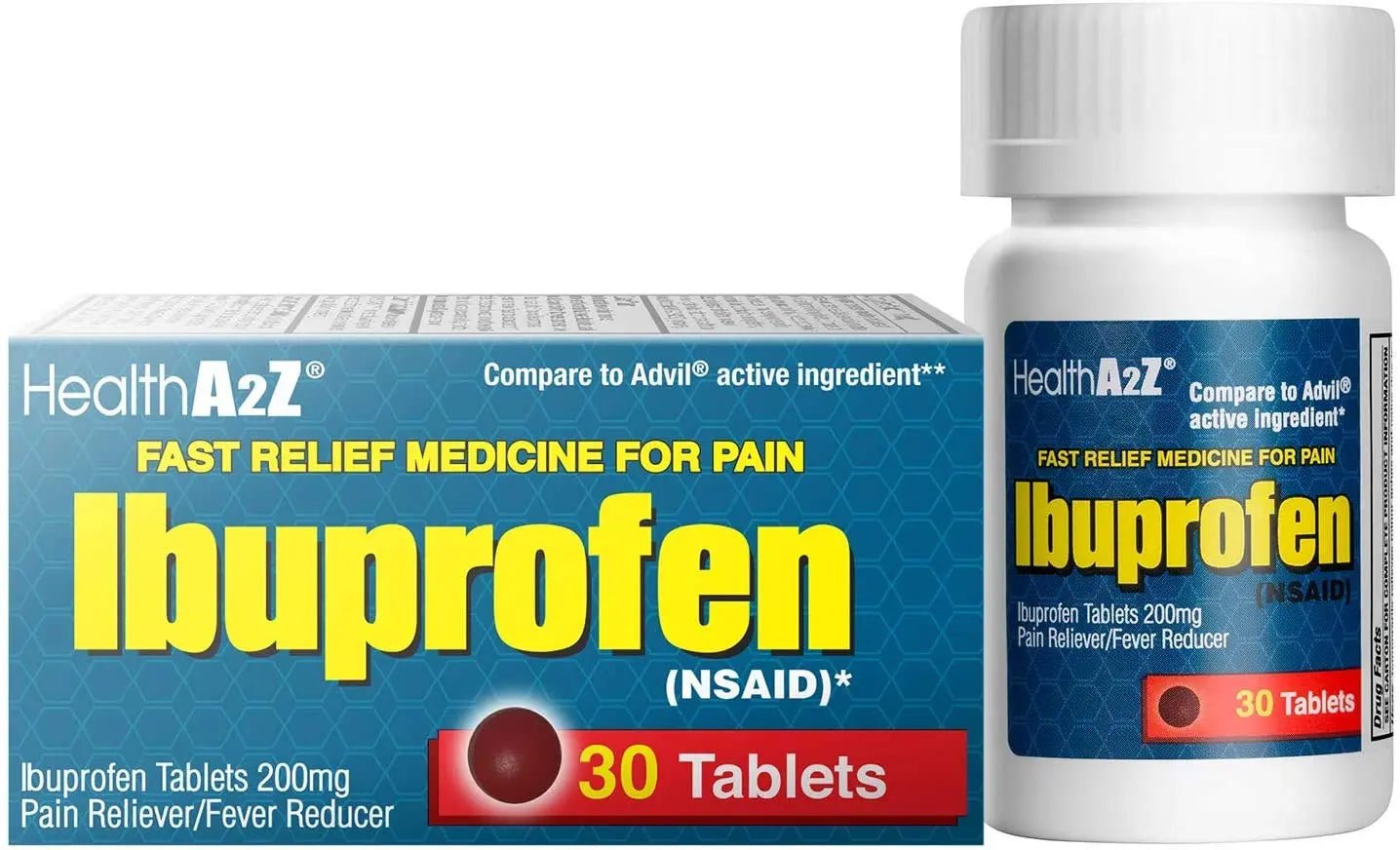 HealthA2Z® Ibuprofen Caplets 200mg | Pain Reliever & Fever Reducer | 24 Packs of 30 Tablets (720 Tablets Total) | Value Pack | NSAID - Maple Wellness Supplements