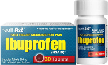 HealthA2Z® Ibuprofen Caplets 200mg | Pain Reliever & Fever Reducer | 24 Packs of 30 Tablets (720 Tablets Total) | Value Pack | NSAID - Maple Wellness Supplements