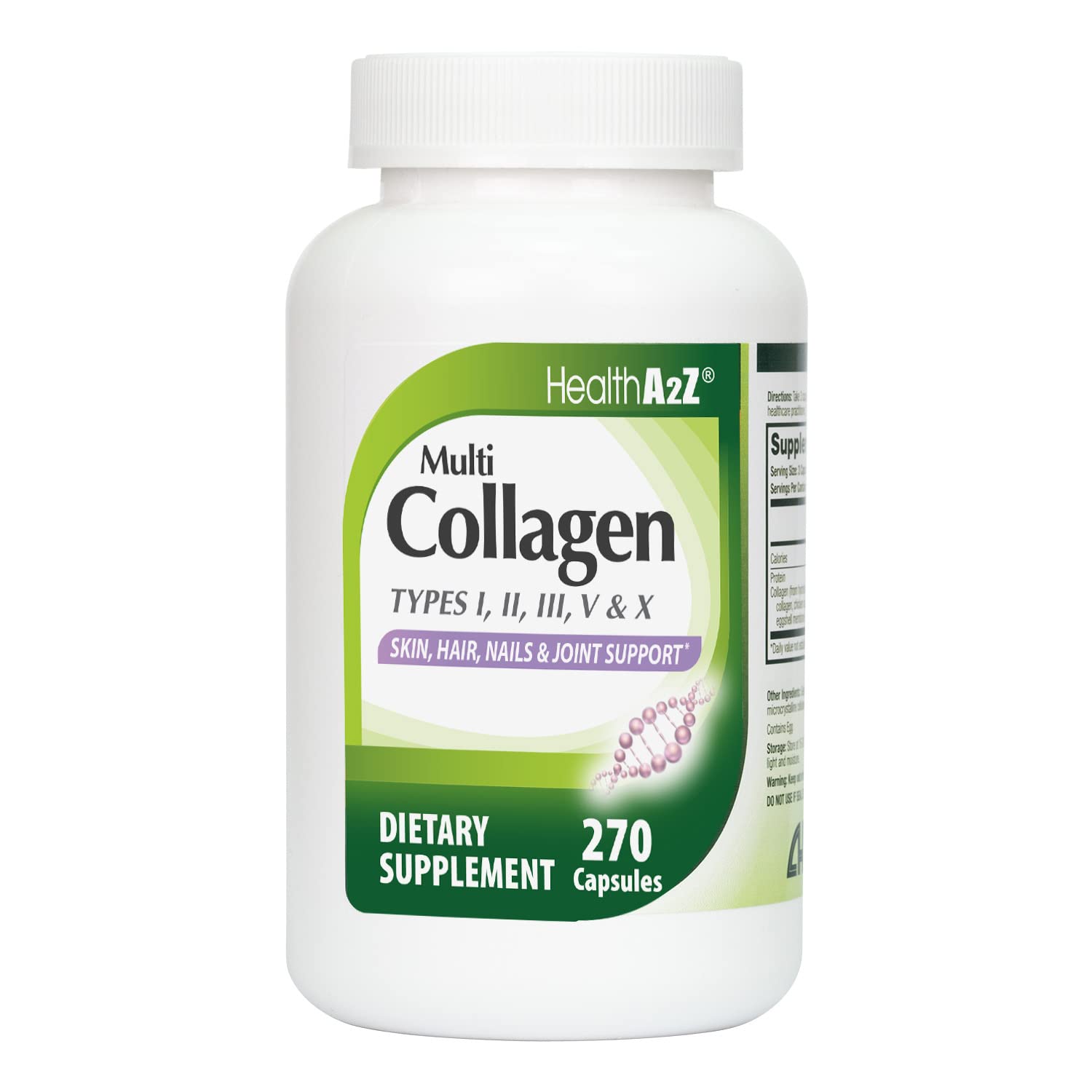 HealthA2Z® Multi Collagen Pills | 1735 mg | 270 Collagen Capsules | Types I, II, III, V & X | for Healthy Skin, Hair, Nails & Joint Support - Maple Wellness Supplements
