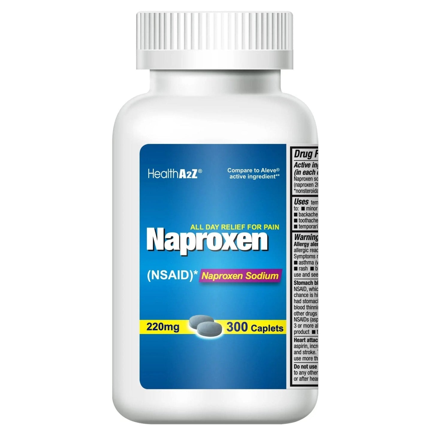 HealthA2Z® Naproxen Sodium 220mg | 300 Caplets | NSAID | Pain Reliever & Fever Reducer - Maple Wellness Supplements