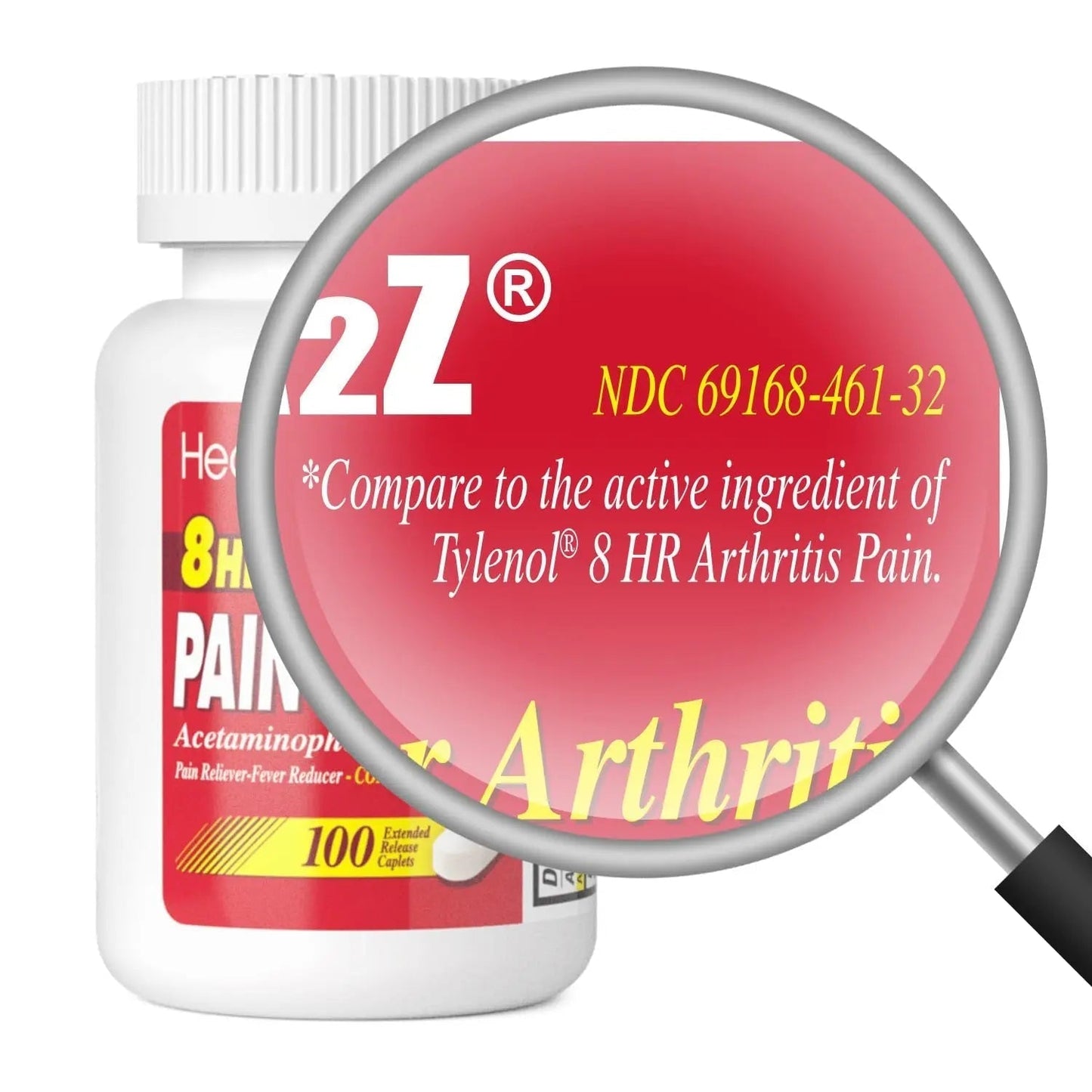 HealthA2Z® Pain Relief Extended Release | Acetaminophen 650mg | 8 Hours | Arthiritis Pain | Pain Reliever - Fever Reducer | Contains no Aspirin (100 Count) - Maple Wellness Supplements