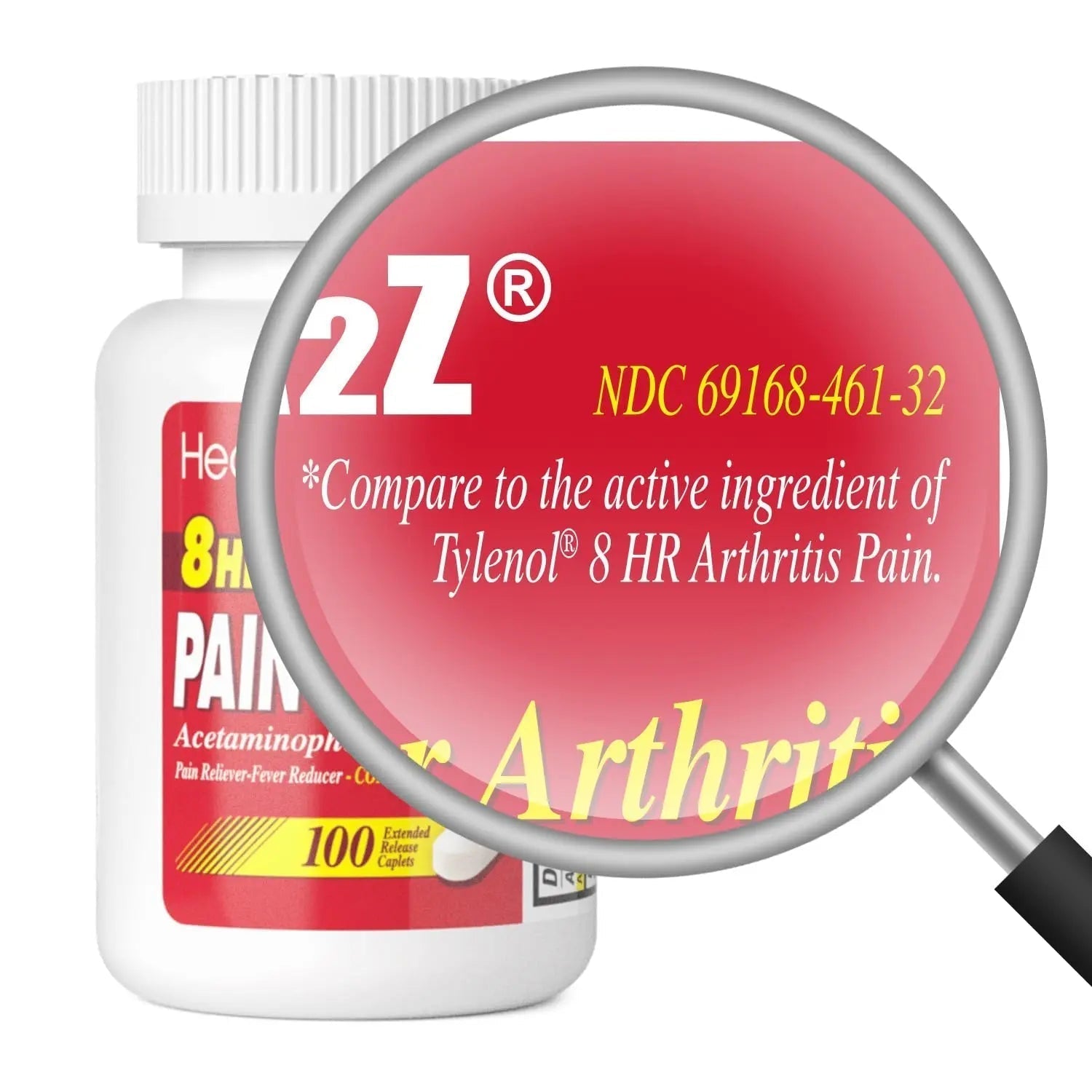 HealthA2Z® Pain Relief Extended Release | Acetaminophen 650mg | 8 Hours | Arthiritis Pain | Pain Reliever - Fever Reducer | Contains no Aspirin (100 Count) - Maple Wellness Supplements